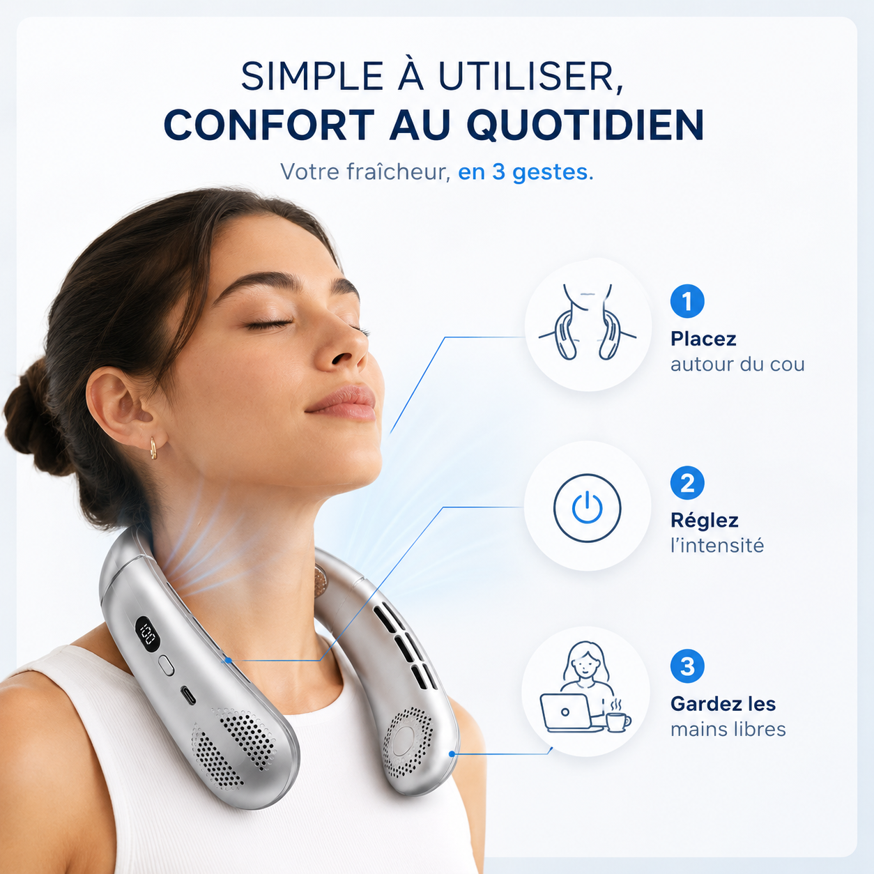 Vela Air Flow — Ventilateur de cou mains libres