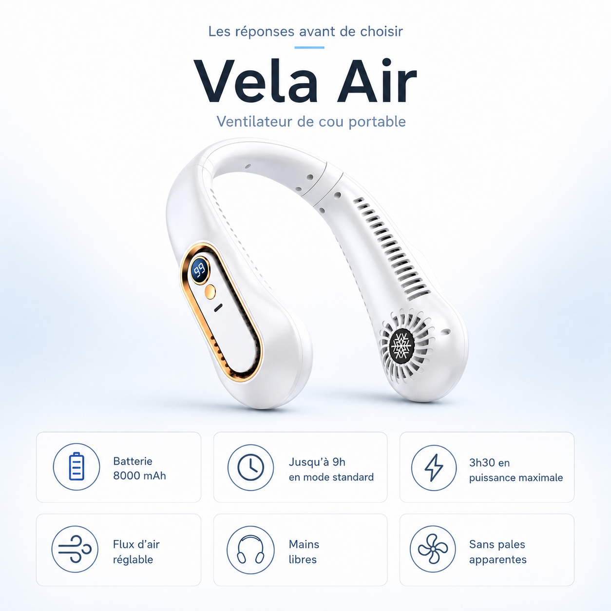 Vela Air Signature — Ventilateur de cou mains libres